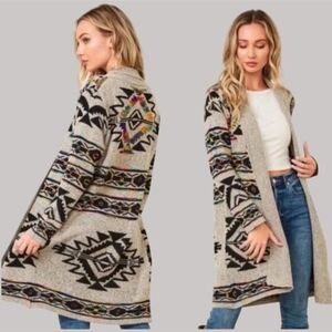 Northern Angel Boho Southwestern Aztec Cardigan Duster Sweater, Size Medium